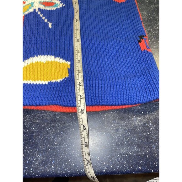 Vtg Marisa Christina Floral Hand Knit Sweater Whimsy Granny Retro Colorblock Lrg - Picture 8 of 8